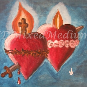 Sacred and Immaculate Hearts of Jesus and Mary, 8X10&quot; fine art print