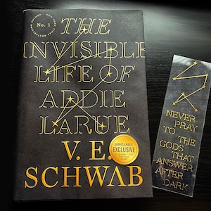 Addie LaRue inspired bookmark—“Never Pray To The Gods That Answer After Dark” constellation bookmark