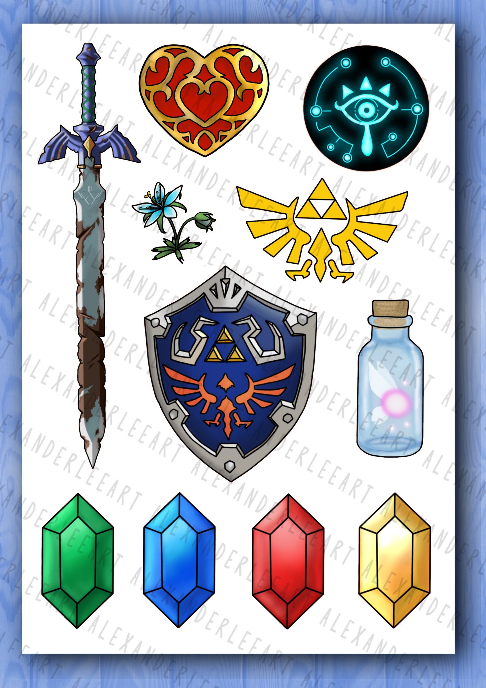 Legend of Zelda Sticker Sheet One Sheet Hand Drawn Etsy