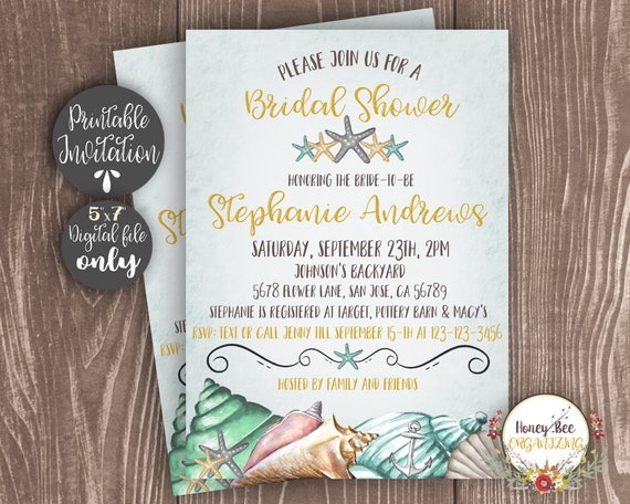 Download Invitaciones nupciales de la ducha tema de la playa Free