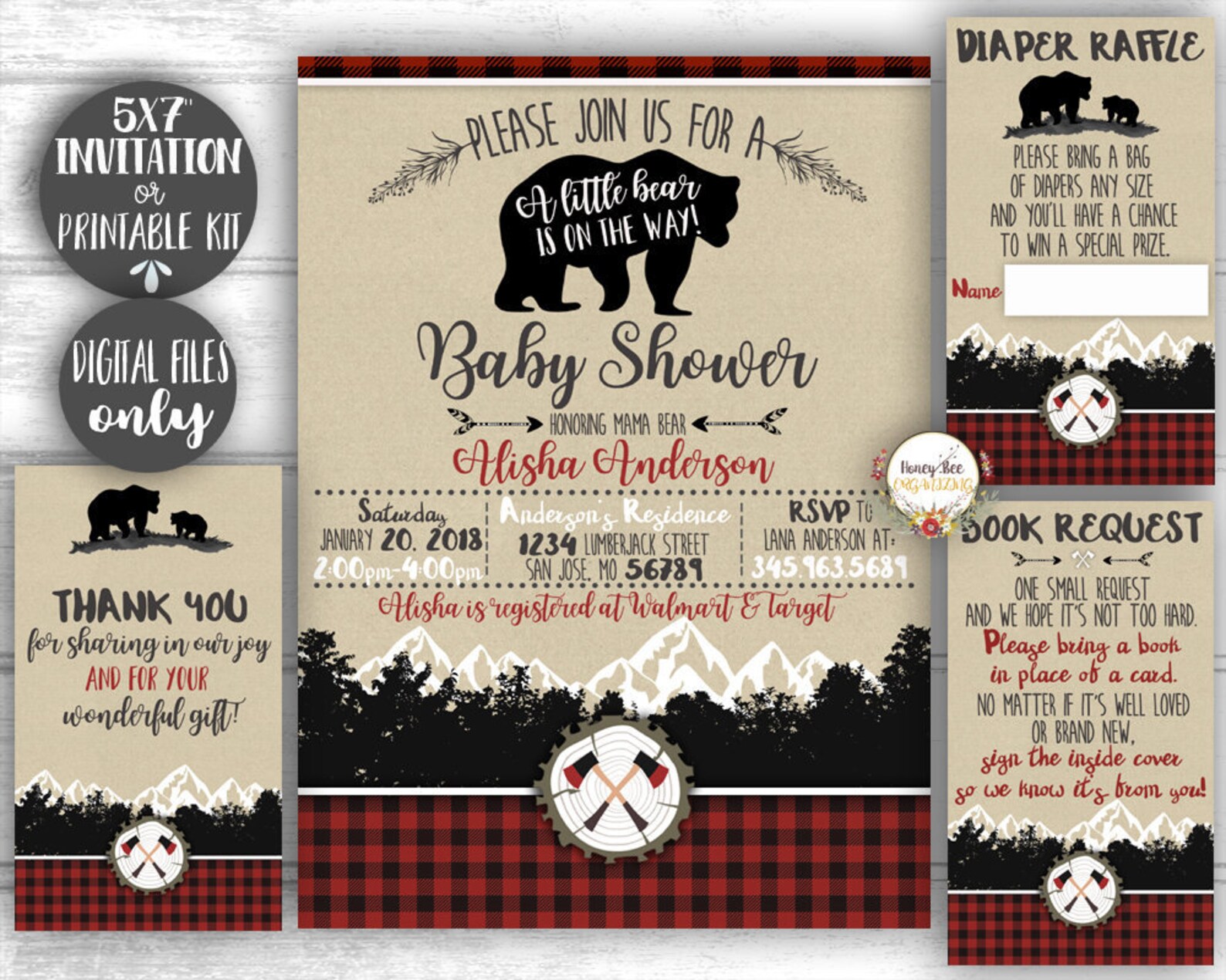 Lumberjack Baby Shower Invitation Printable Kit Buffalo Etsy