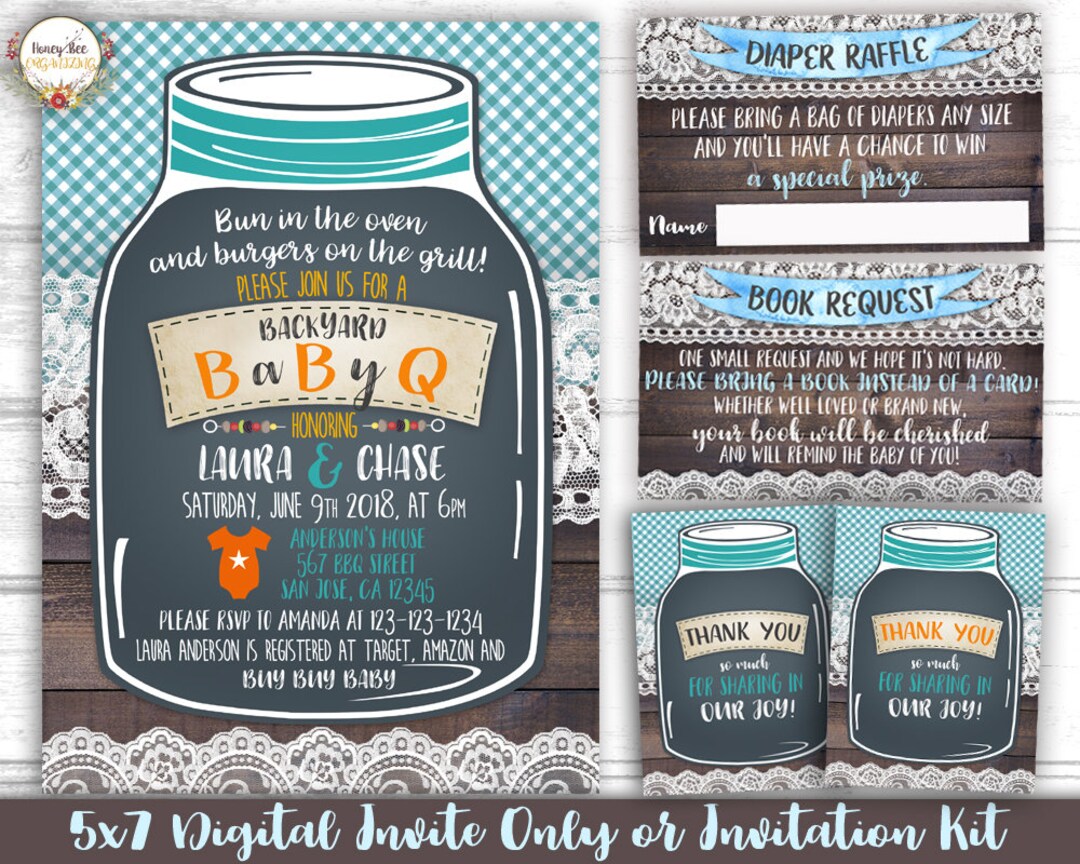 BBQ Baby Shower Invitation Printable Babyq Couples Shower Baby - Etsy