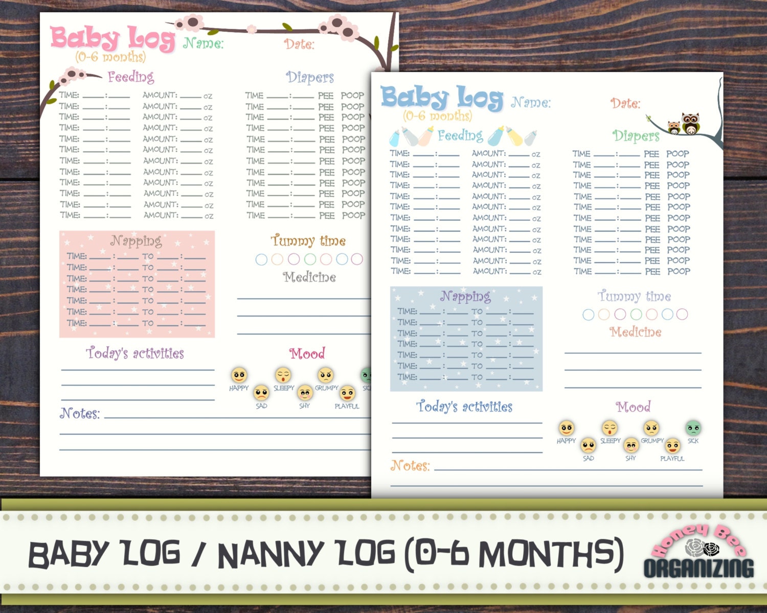 baby log 0 6 months nanny log babys day schedule etsy baby daily logs