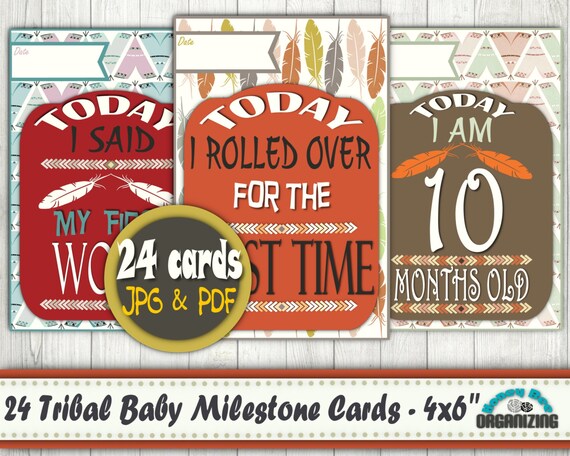 Baby Milestone Cards Kit Printable Tribal Monthly Baby Signs Etsy