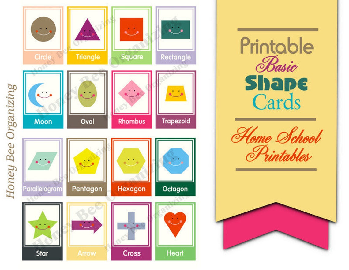 Printable Shape Flash Cards Educational Printables Home School ...