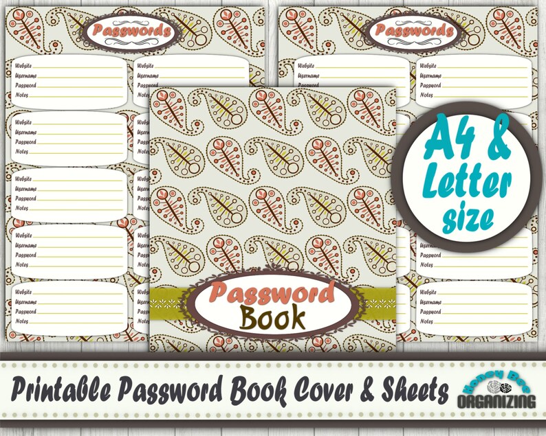 Printable Password Book Templates Password Log Organizer Etsy Sweden
