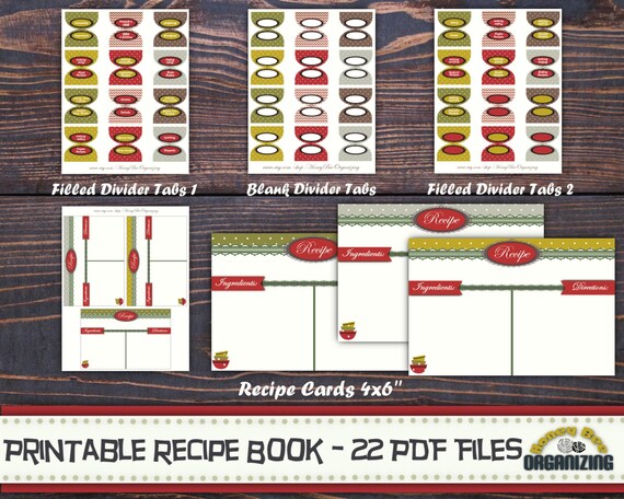Diy Printable Recipe Book Templates Pdf 8 5x11 Recipe Etsy