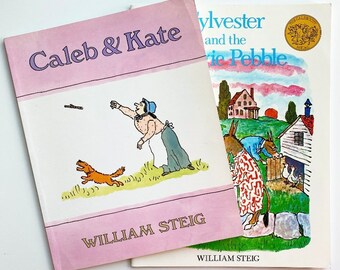 William Steig Collection: Caleb and Kate & Sylvester and the Magic Pebble ~ Two Vintage Paperback Children's Books