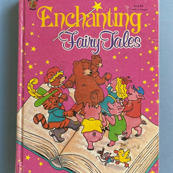 Enchanting Fairy Tales, Honey Bear Books, 1980s Kids Book, Puss in Boots, Spoiled Puppy, Country Mouse, Three Pigs, Goldilocks