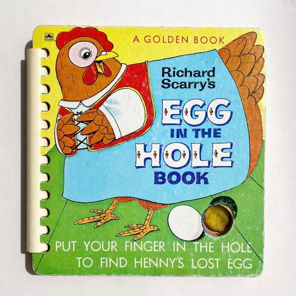 Collectible Richard Scarry's Egg in the Hole Book ~ Put Your Finger in the Hole to Find Henny's Lost Egg