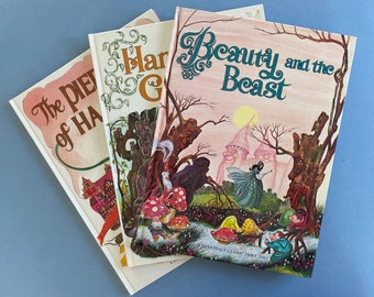 Three Derrydale Classic Fairy Tales ~ Beauty and the Beast, Hansel and Gretel & The Pied Piper of Hamelin ~ Magical Illustrations