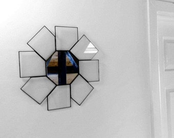 Mirror - Pinwheel - 37cm Diameter - Wall Hanging Mirror - Octagonal Mirror - Geometric Mirror - Clear and Mirror Glass - Wall Mirror