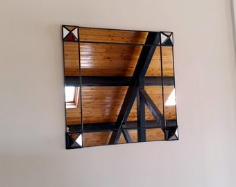 Wall Mirror - Raised Pyramids 40cm - Wall Hanging Mirror - Geometric Wall Mirror - Hallway - Bedroom - Lounge - Bathroom - Toilet - Studio