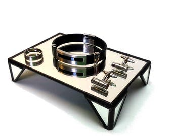 Mens Jewellery Display - Jewellery Box - Unisex Jewellery Storage - Cufflink Display - Wedding Ring Holder - Modern Geometric Jewellery Box