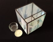 Stained Glass Tea Light Holder 10cm Cube - Irridescent Candle Holder - Votive Candle Holder - Candle Holder - More Colours Available