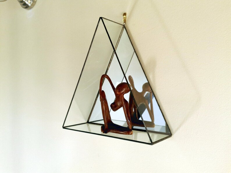 Mirror Box Triangle Wall Hanging Display Shelf Geometric Etsy UK