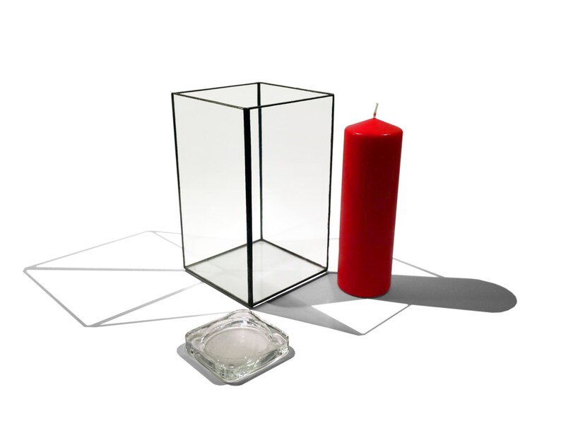 Candle Holder Extra Large With 90 Hour Red Candle and Candle Dish 26cm