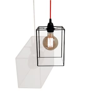 Industrial Pendant Lightshade - Minimalist - 15cm x 15cm x 21cm - Edison Bulb - Modern - Retro - Contemporary Lamp Shade - Ceiling Light