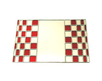 Stained Glass Mirror - Chequerboard - 21cm x 32cm - Wall Mirror - Decorative Mirror - Statement Mirror - Cute Mirror - Geometric Wall Mirror