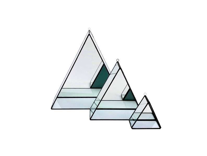 Mirror Box Triangle Wall Hanging Display Shelf Geometric Etsy UK