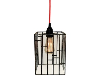 Pendant Light Shade - Vertical Steps - Industrial Lighting Shade - Geometric Lampshade - Clear Glass Lamp Shade - Modern Interior Lightshade