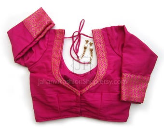 Designer Bridal Saree Blouse - Princess Cut, Brocade Back Detail