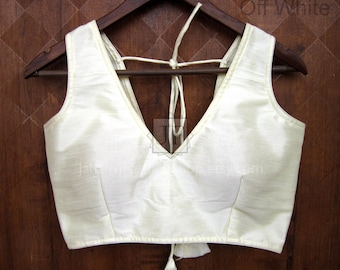 Deep V-Neck Saree Blouse: Custom Make to Order