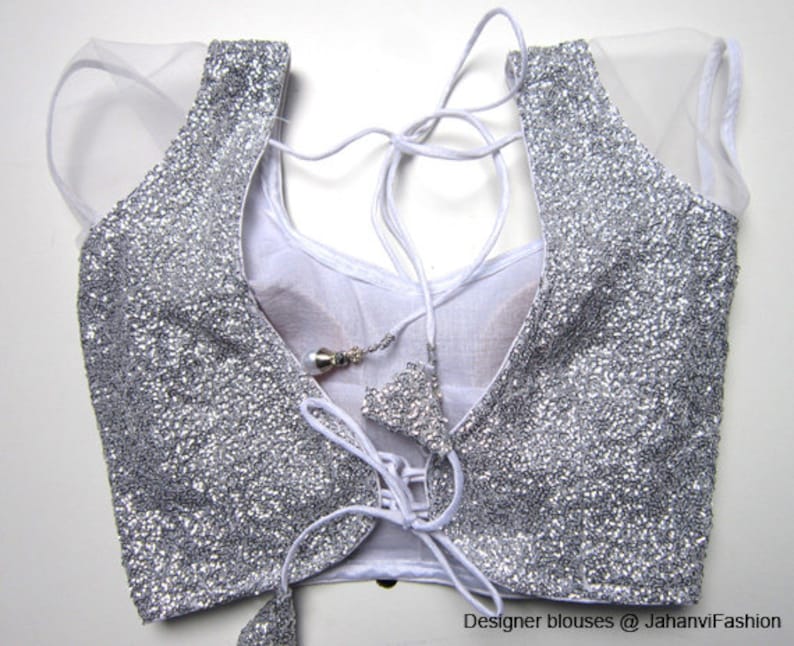 Readymade Glitter sequins blouse with deep backSaree Blouse Etsy