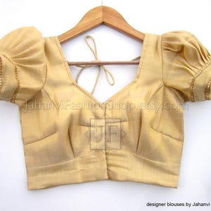Puff Sleeves Made To Order designer Saree blouse, Traditional saree blouse, Indian Sari Blouse, Saree Top, Sari Top