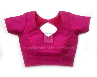 Blusa con sari y abertura en la espalda: prenda de fiesta, top corto personalizado para bodas