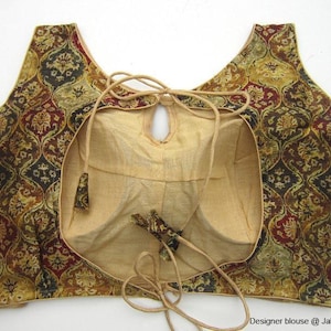 Multicolor Silk Saree Blouse: Backless, Boat Neck, Custom Fit image 1