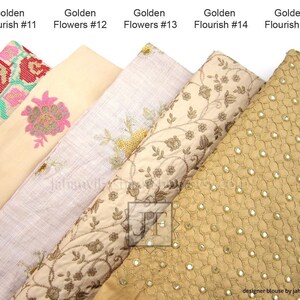 Camicetta Sari ricamata in oro: Top corto da festa con scollo rotondo e ampio immagine 5