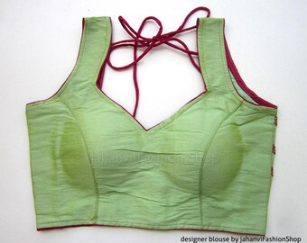 Halter Style Saree Blouse: Designer Sleeveless Crop Top