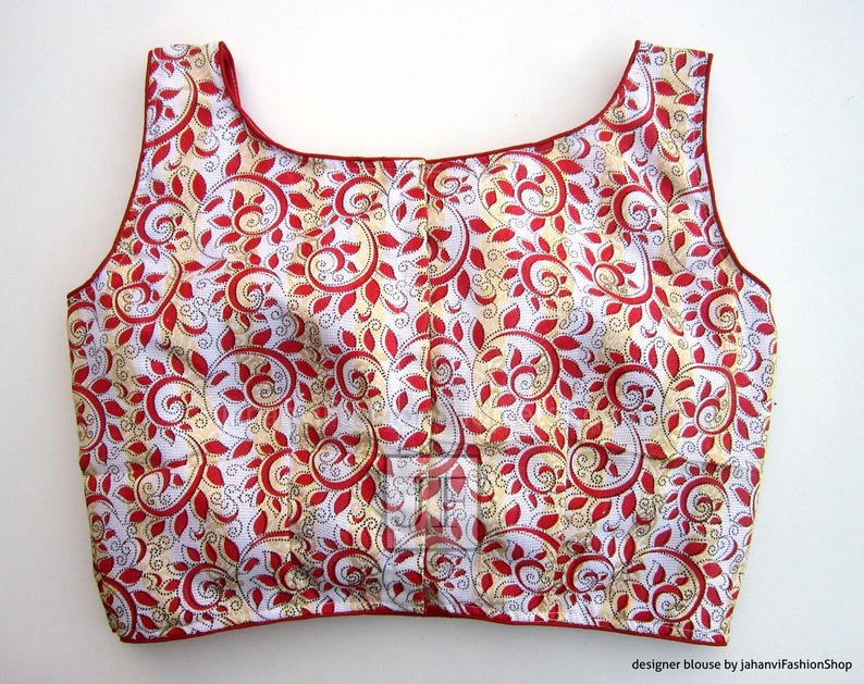 Elegant Saree Blouse: Boat Neck Sleeveless Readymade Sari Top image 2