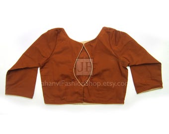 Cotton Saree Blouse: Boat Neck, Lightweight, Longer Sleeves