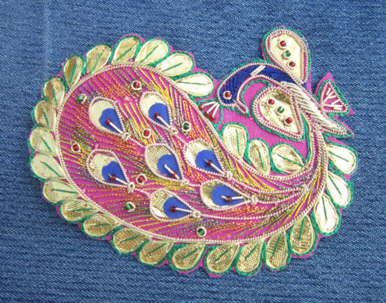 Handmade peacock applique peacock patch available both Etsy