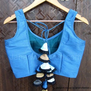 Women&#39;s Sleeveless Saree Blouse, Ready to Wear Sari Blouse, Indian Sari Blouse, Plus Size Blouse, Wedding Saree Multi-Tassels Saree Blouse