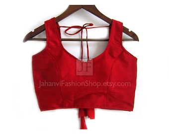 Blusa roja para sari: Blusa para fiesta de bodas - Top corto de diseñador