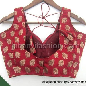 Made To Order brocade blouse different design pattern Sari Blouse Saree Blouse Sari Top Women Designer Blouse, Stitched Saree Blouse