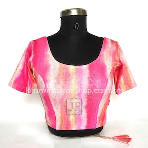 Bust 36-38 - Saree Blouse Stylish Women&#39;s Made To Order Lycra Stretchable X/XL size Round Neck Blouse Women, Ready to Ship