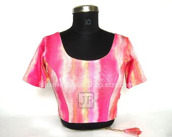 Stretchable Saree Blouse: Free Size Indian Dance Choli Top (XL, XXL)