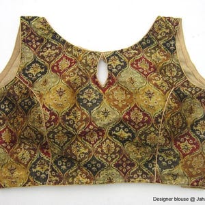 Multicolor Silk Saree Blouse: Backless, Boat Neck, Custom Fit image 2