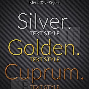 Metal Text Effects, Silver Gold Copper: Photoshop ASL & PSD