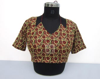 Multicolor Cotton Saree Blouse: Lightweight, Breathable, Back Hook Design