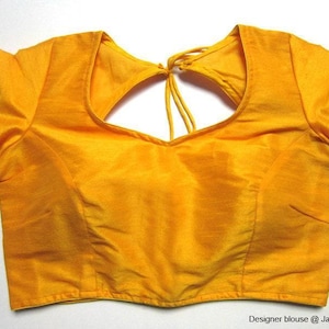 Backless handmade saree blouse with back tie, Made To Order Saree Blouse , Designer Saree Blouse, Stitched Saree Blouse, Golden Saree Blouse