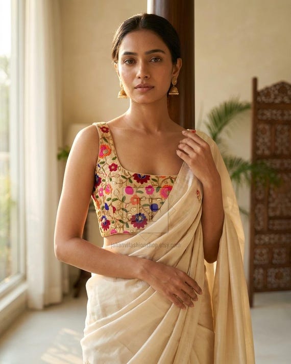 Multicolor Embroidered Saree Blouse for Women, Designer Scoop Neck Bridal Custom Made Readymade Wedding Party Crop Top, Handmade Indian USA