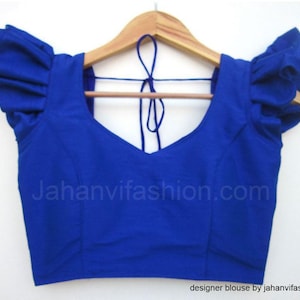 Refill Sleeves Blouse Design Made To Order Designer Saree Blouse women, Frill Sleeves Saree Blouse Wedding blouse, Stitched Saree Blouse