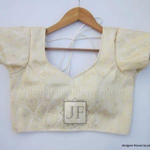Made To Order Designer Saree Blouse for women, Gold brocade blouse, Indian Blouse, Stitched Saree Blouse