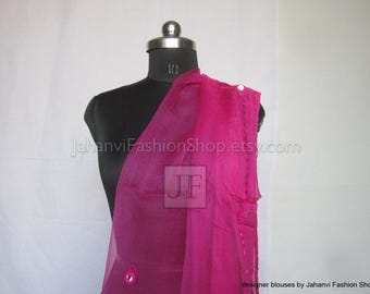 Mirror Work Silk Dupatta: Golden Net Scarf - Casual & Festive Wear