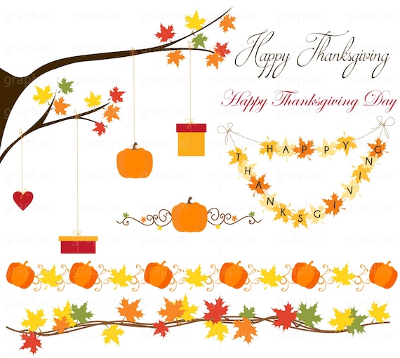 Thanksgiving Clipart Border Banner Digital Image Vector Etsy